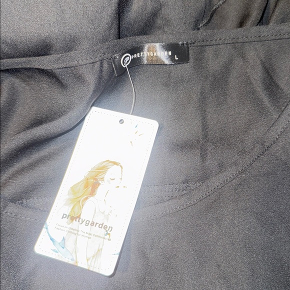 Black high low maxi tunic long sleeve top NWT Large By Pretty Garden - Picture 5 of 5